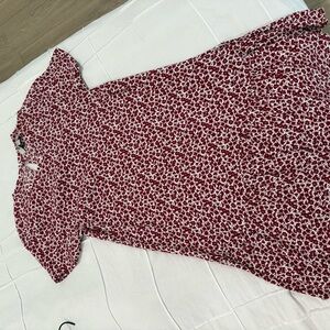LOFT Red and White Floral Dress